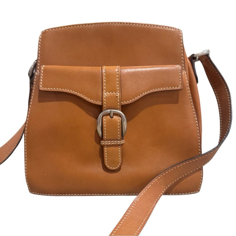 Vintage Gucci Tan Leather Structured Box Crossbody Shoulder Bag Auth